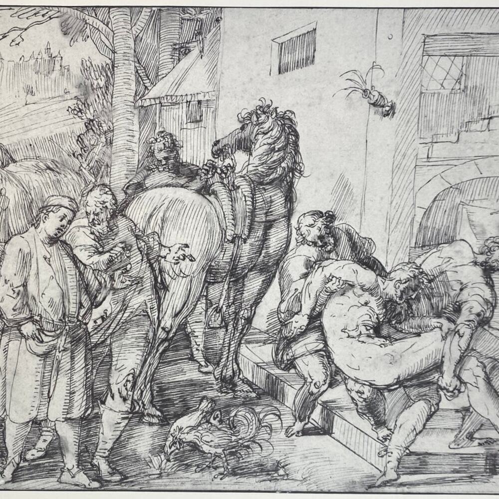 The Good Samaritan, Drawing, Print, Bookplate, Classic Art, ~ 240623-WH 595